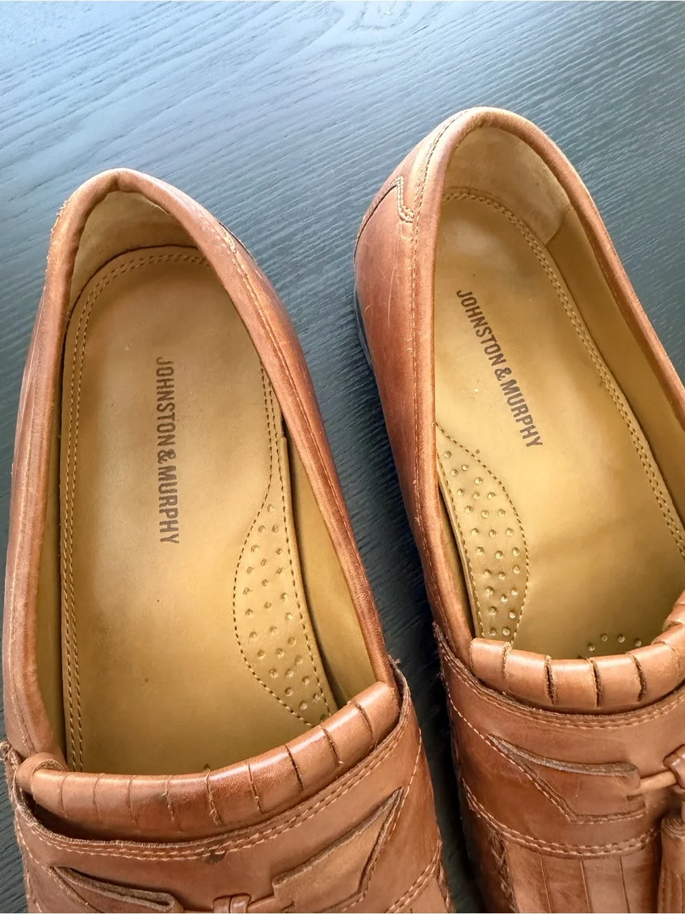 Johnston & Murphy Tan Leather Tassel Kiltie Loafers